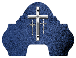 DARAY-L-517-SL-SH-BL Silver 3 Crosses Shimmer Blue